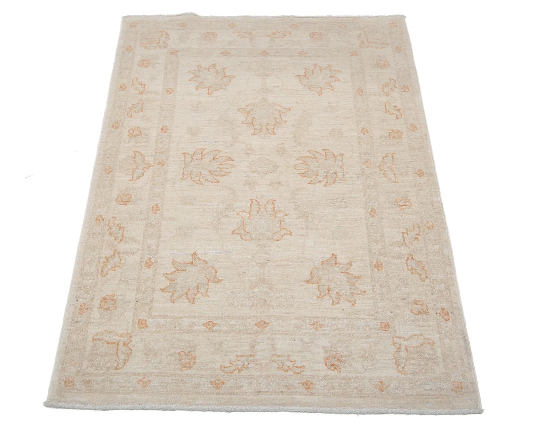 Ivory Afghan Serenity Rug 2' 7" x 3' 10" Hand-Knotted | No. AT85521