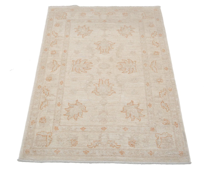Ivory Afghan Serenity Rug 2' 7" x 3' 10" Hand-Knotted | No. AT85521