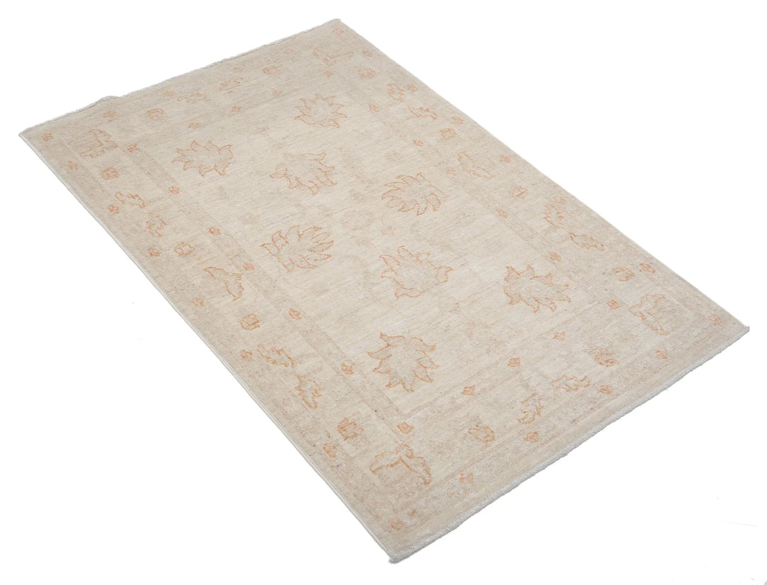 Ivory Afghan Serenity Rug 2' 7" x 3' 10" Hand-Knotted | No. AT85521