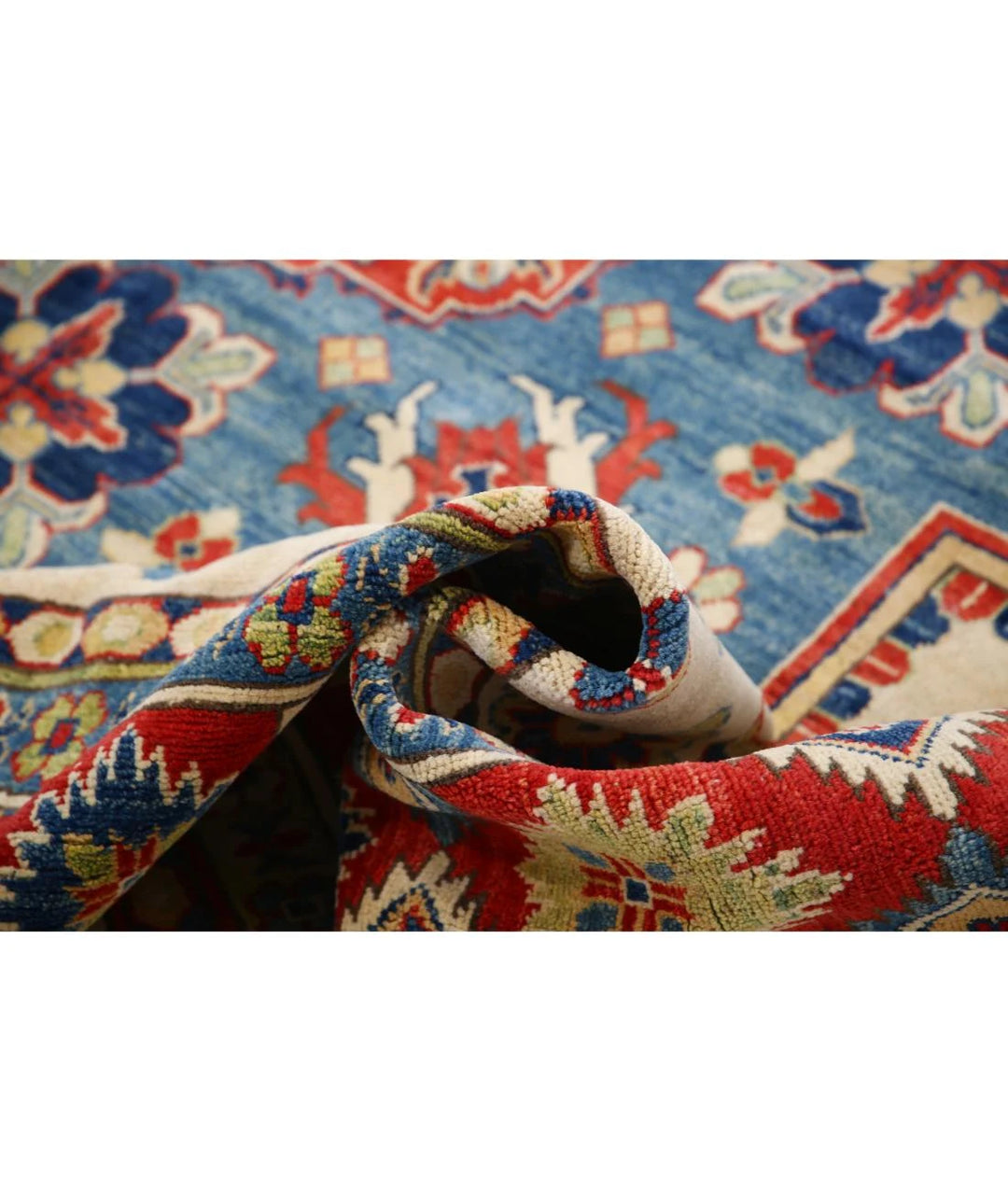 Afghan Kazak Rug 9' 9" x 10' 0" Hand-Knotted | No. AT85527
