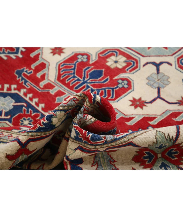 Afghan Kazak Rug 9' 8" x 12' 5" Hand-Knotted | No. AT85536