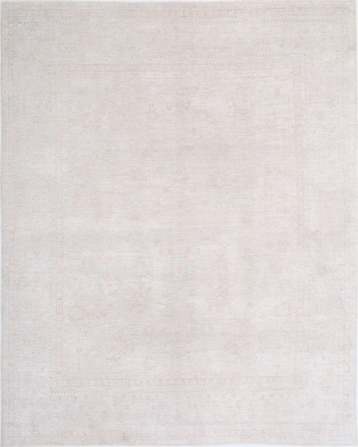 Ivory Afghan Oushak Rug 9' 2" x 11' 5" Hand-Knotted | No. AT85581