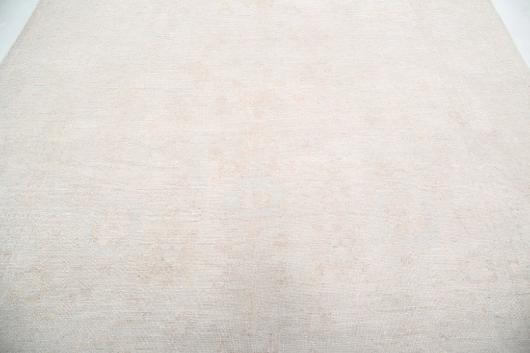 Ivory Afghan Oushak Rug 9' 2" x 11' 5" Hand-Knotted | No. AT85581