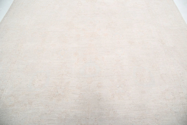 Ivory Afghan Oushak Rug 9' 2" x 11' 5" Hand-Knotted | No. AT85581