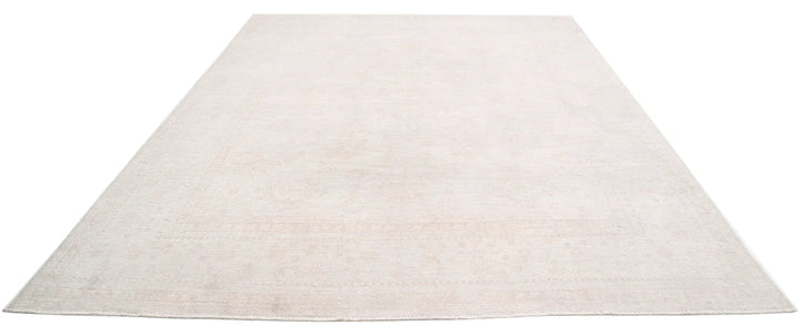 Ivory Afghan Oushak Rug 9' 2" x 11' 5" Hand-Knotted | No. AT85581