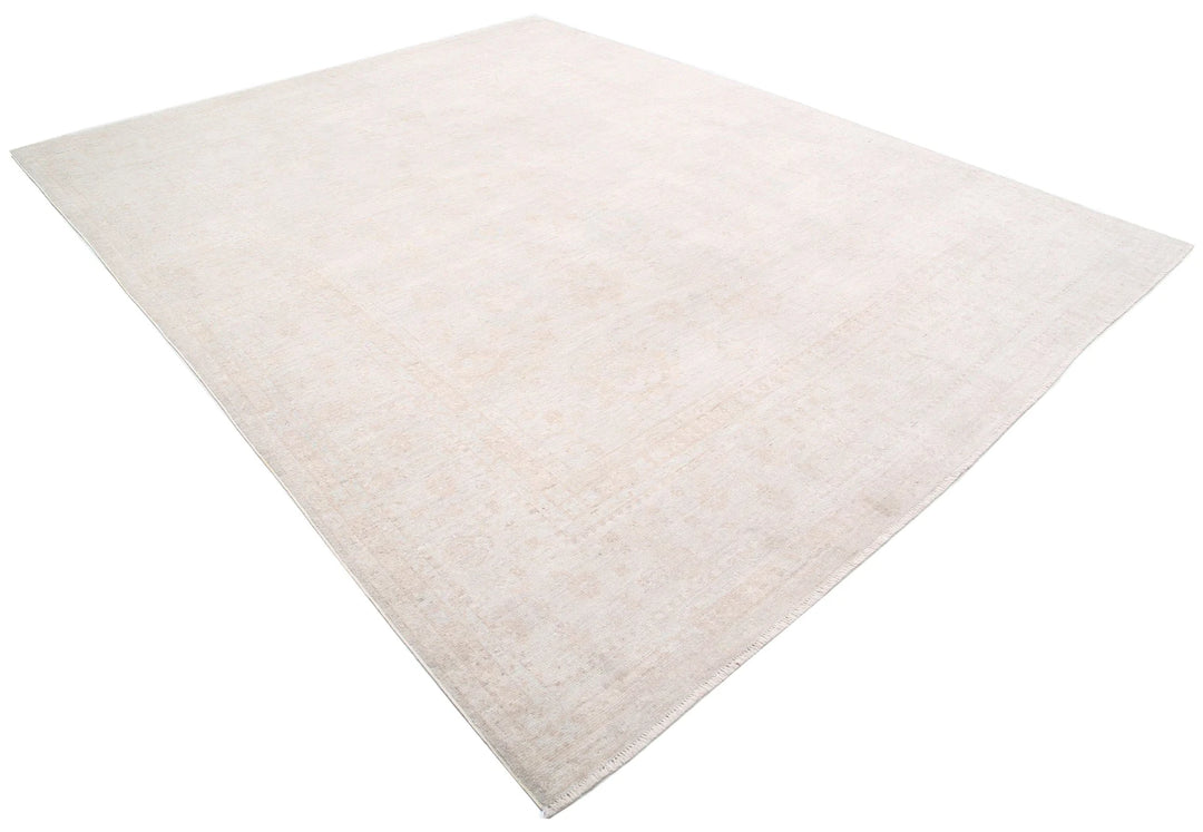 Ivory Afghan Oushak Rug 9' 2" x 11' 5" Hand-Knotted | No. AT85581