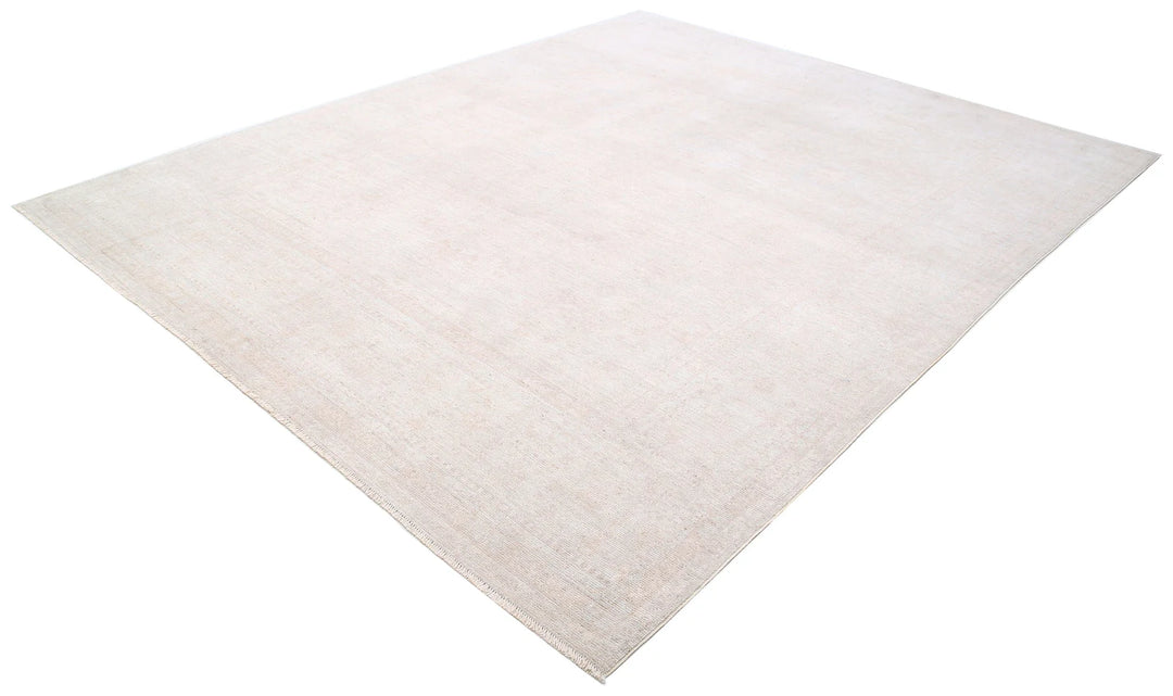 Ivory Afghan Oushak Rug 9' 2" x 11' 5" Hand-Knotted | No. AT85581