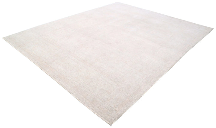 Ivory Afghan Oushak Rug 9' 2" x 11' 5" Hand-Knotted | No. AT85581
