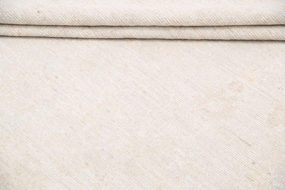 Ivory Afghan Oushak Rug 9' 2" x 11' 5" Hand-Knotted | No. AT85581