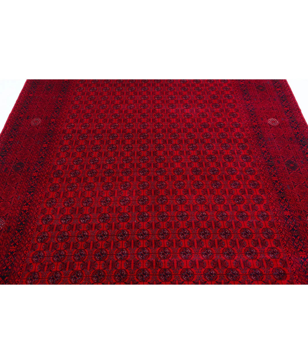 Red Afghan Beljik Rug 6' 6" x 9' 3" Hand-Knotted | No. AT85596
