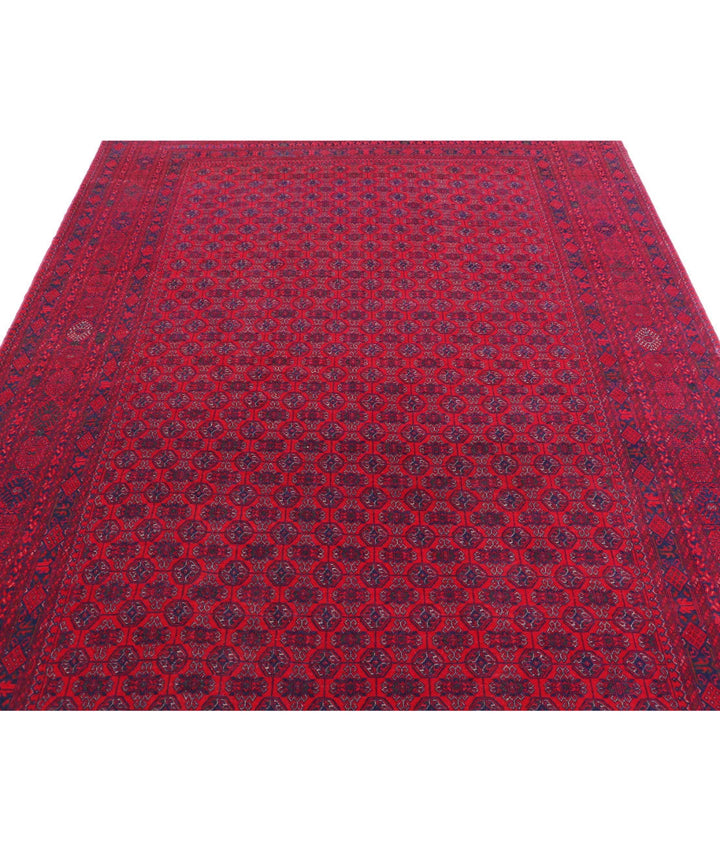 Red Afghan Beljik Rug 6' 5" x 9' 6" Hand-Knotted | No. AT85786