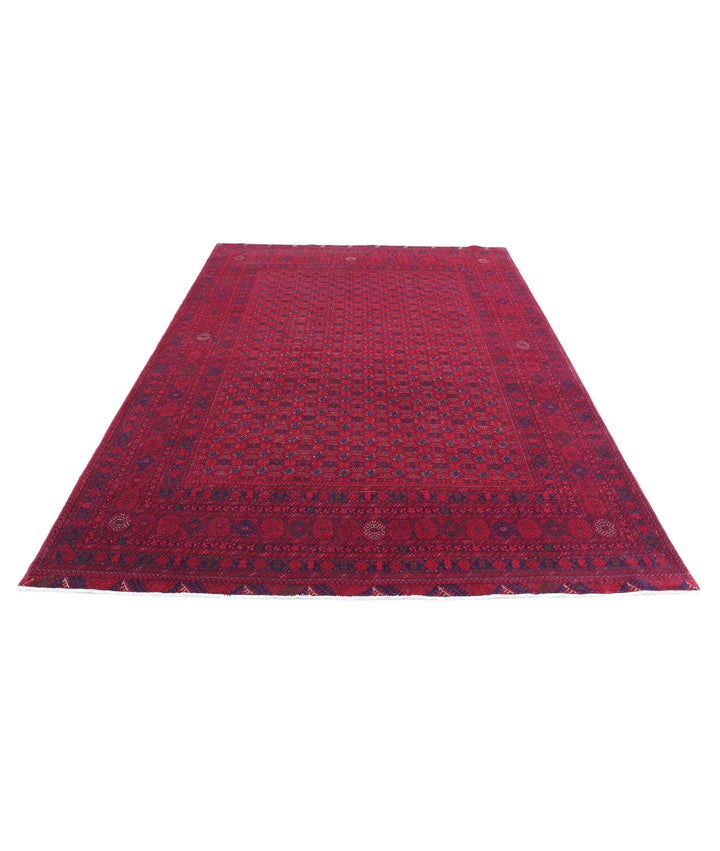 Red Afghan Beljik Rug 6' 5" x 9' 6" Hand-Knotted | No. AT85786
