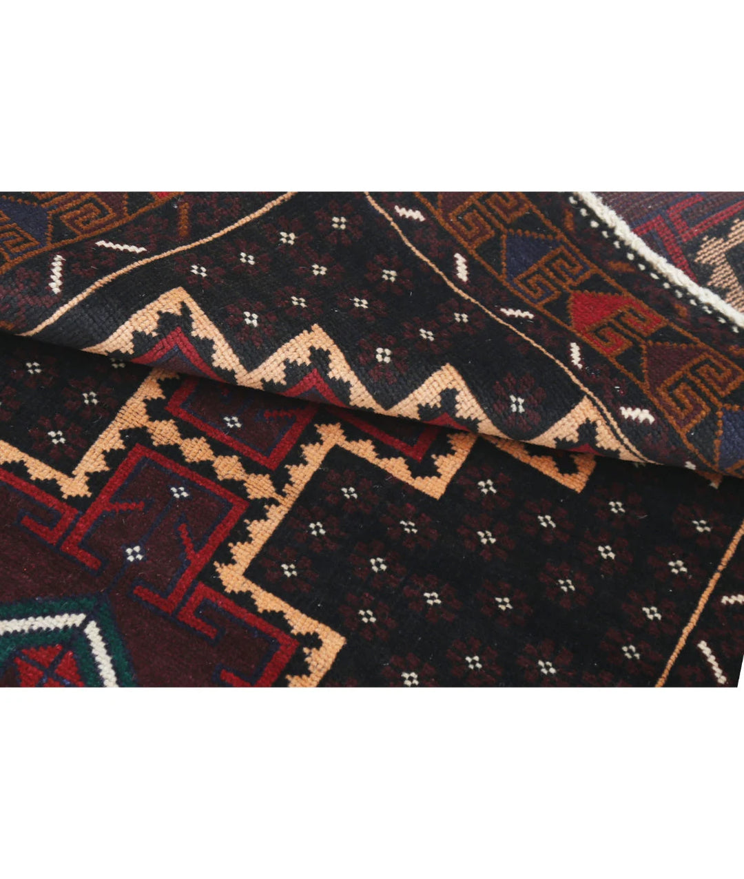 Red Afghan Baluchi Rug 3' 2" x 4' 9" Hand-Knotted | No. AT85864