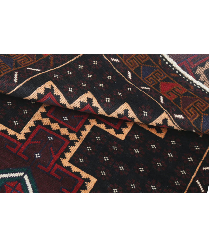 Red Afghan Baluchi Rug 3' 2" x 4' 9" Hand-Knotted | No. AT85864
