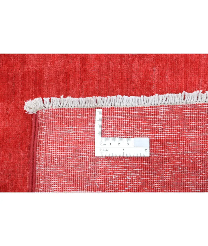 Red Afghan Overdye Rug 4' 8" x 6' 6" Hand-Knotted | No. AT86092