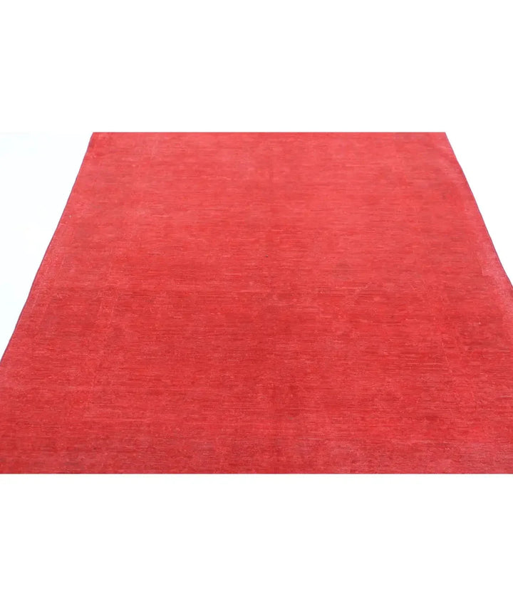 Red Afghan Overdye Rug 4' 8" x 6' 6" Hand-Knotted | No. AT86092