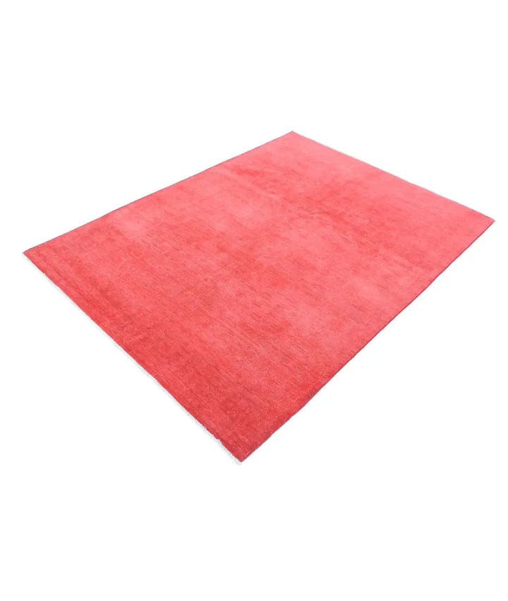 Red Afghan Overdye Rug 4' 8" x 6' 6" Hand-Knotted | No. AT86092