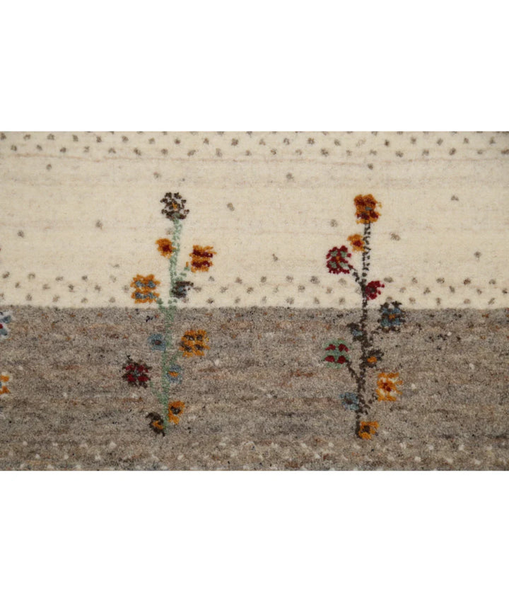 Ivory Indian Oriental Rug 4' 7" x 6' 6" Hand-Knotted | No. AT86108