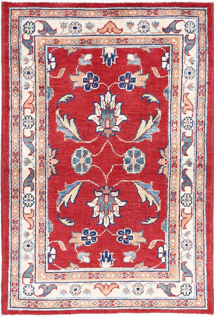 Red Afghan Ziegler Rug 2' 8" x 3' 10" Hand-Knotted | No. AT86309