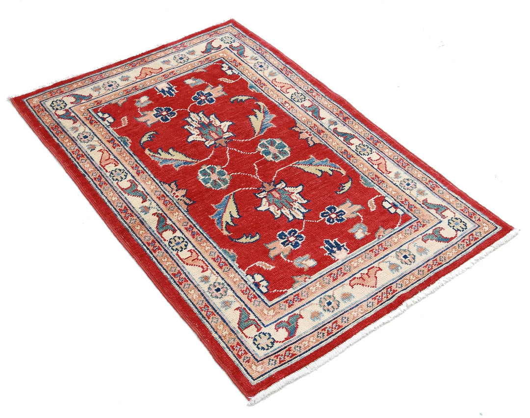 Red Afghan Ziegler Rug 2' 8" x 3' 10" Hand-Knotted | No. AT86309