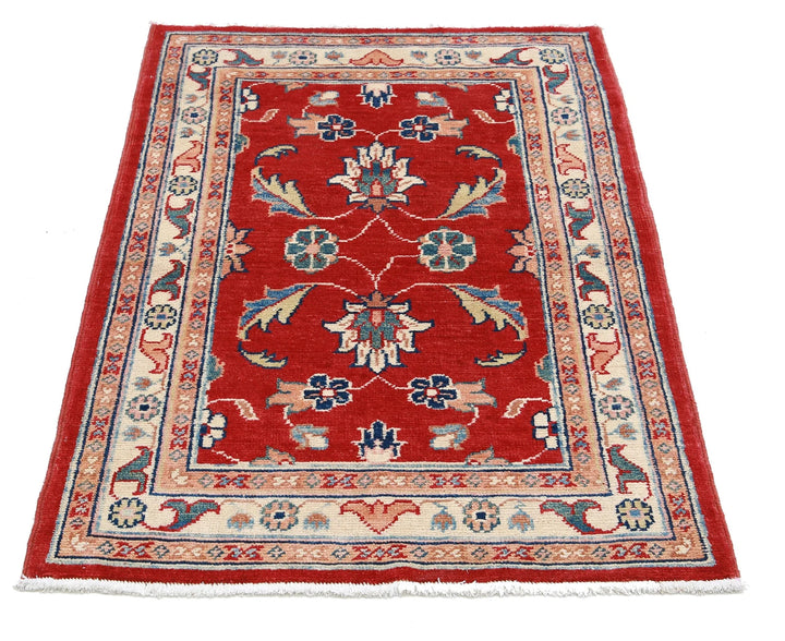 Red Afghan Ziegler Rug 2' 8" x 3' 10" Hand-Knotted | No. AT86309