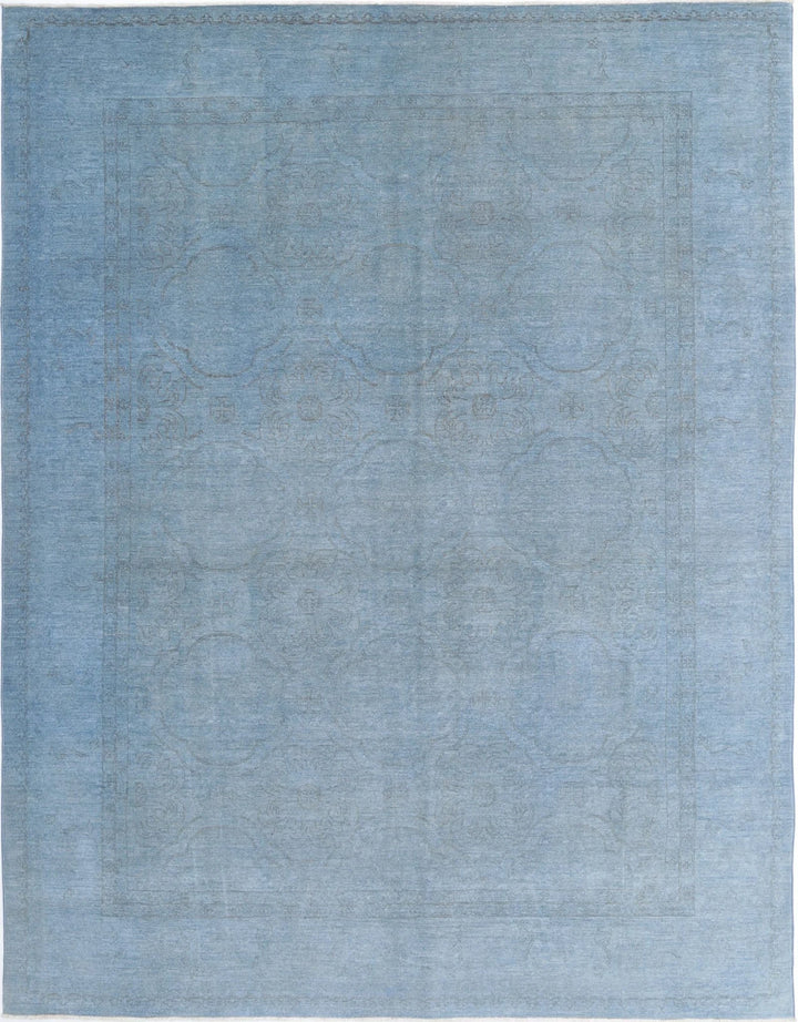 Blue Afghan Overdye Rug 8' 1" x 10' 2" Hand-Knotted | No. AT86397