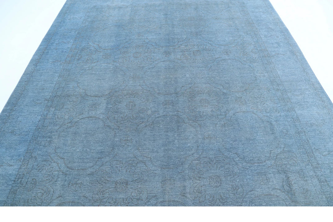 Blue Afghan Overdye Rug 8' 1" x 10' 2" Hand-Knotted | No. AT86397