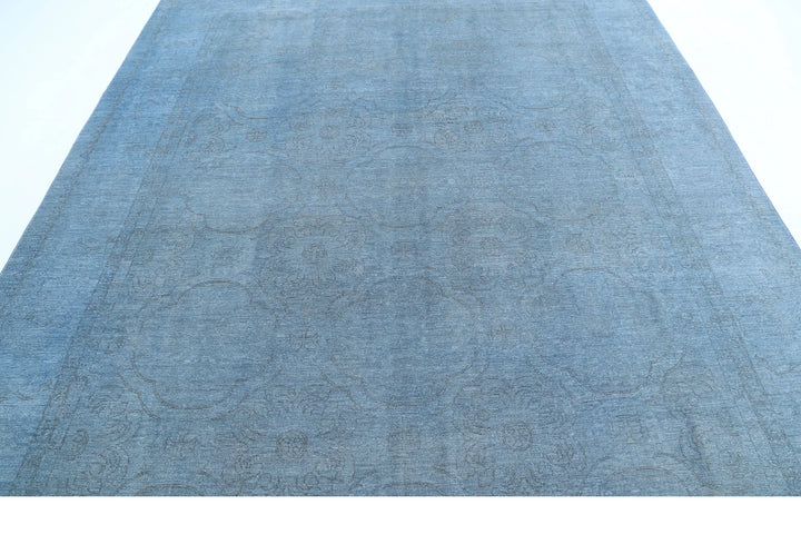 Blue Afghan Overdye Rug 8' 1" x 10' 2" Hand-Knotted | No. AT86397