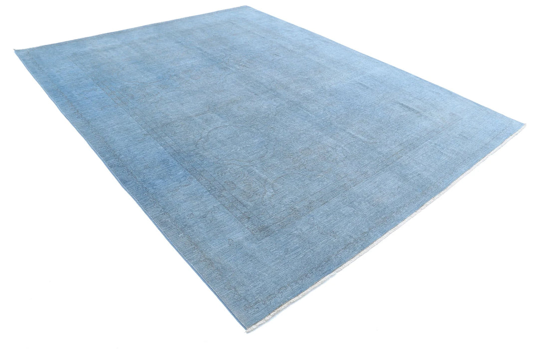 Blue Afghan Overdye Rug 8' 1" x 10' 2" Hand-Knotted | No. AT86397