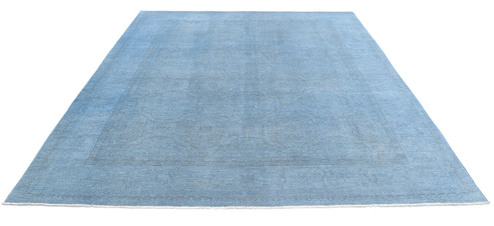 Blue Afghan Overdye Rug 8' 1" x 10' 2" Hand-Knotted | No. AT86397