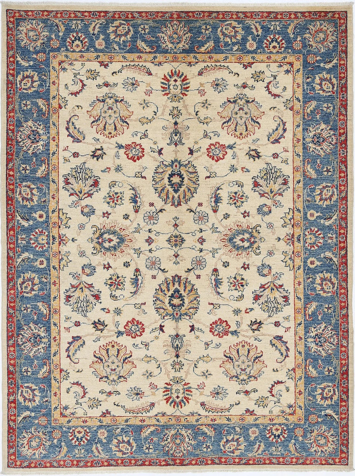 Afghan Ziegler Rug 4' 10" x 6' 7" Hand-Knotted | No. AT86518