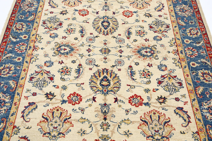 Afghan Ziegler Rug 4' 10" x 6' 7" Hand-Knotted | No. AT86518