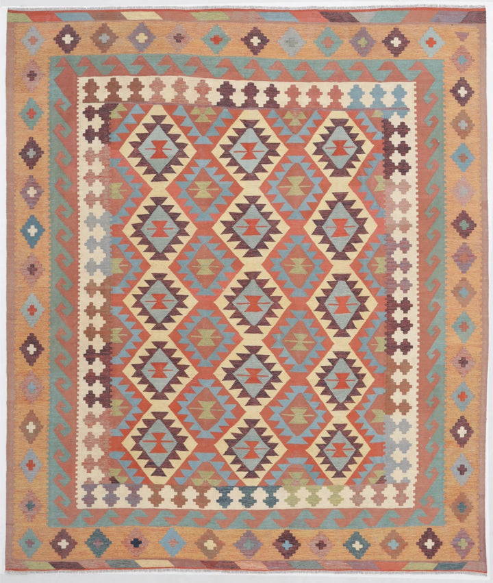 Afghan Kafkas Kilim Rug 8' 3" x 9' 9" Hand-Woven | No. AT86565