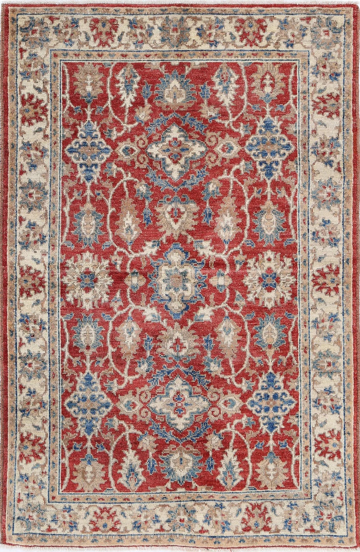Red Afghan Ziegler Rug 3' 10" x 5' 11" Hand-Knotted | No. AT86582