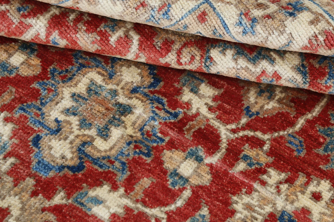Red Afghan Ziegler Rug 3' 10" x 5' 11" Hand-Knotted | No. AT86582