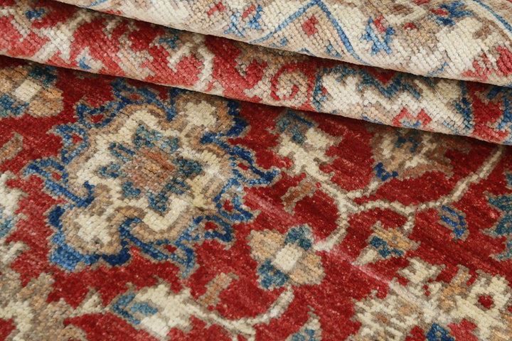 Red Afghan Ziegler Rug 3' 10" x 5' 11" Hand-Knotted | No. AT86582
