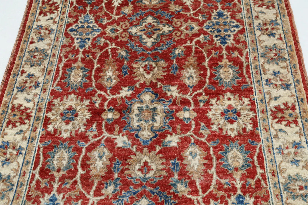 Red Afghan Ziegler Rug 3' 10" x 5' 11" Hand-Knotted | No. AT86582