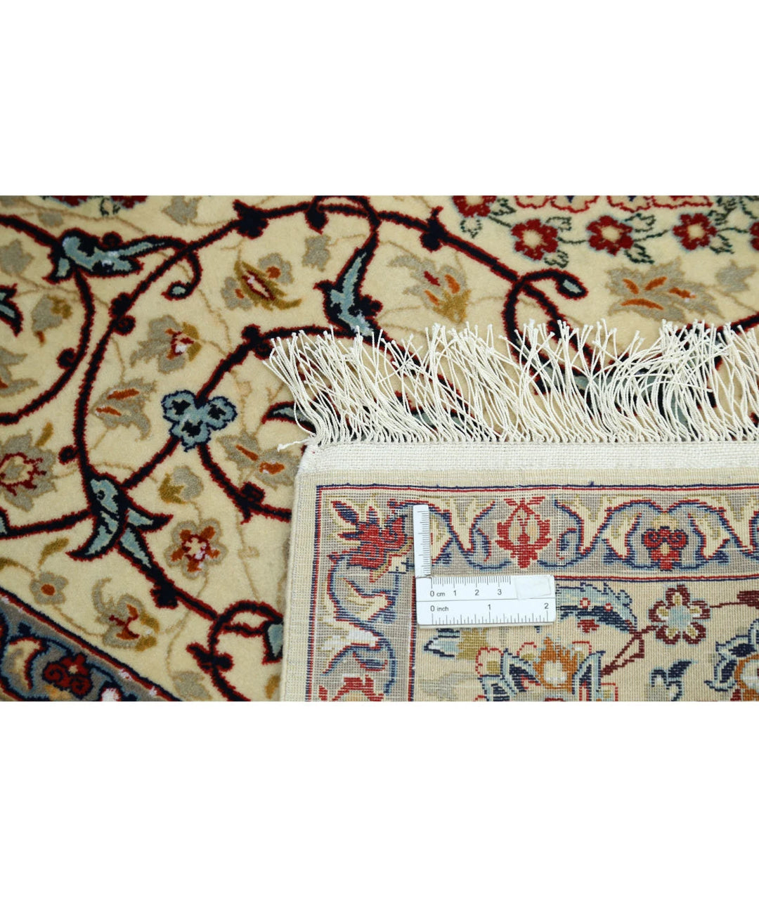 Ivory Persian Isfahan Rug 3' 7" x 5' 3" Hand-Knotted | No. AT86590