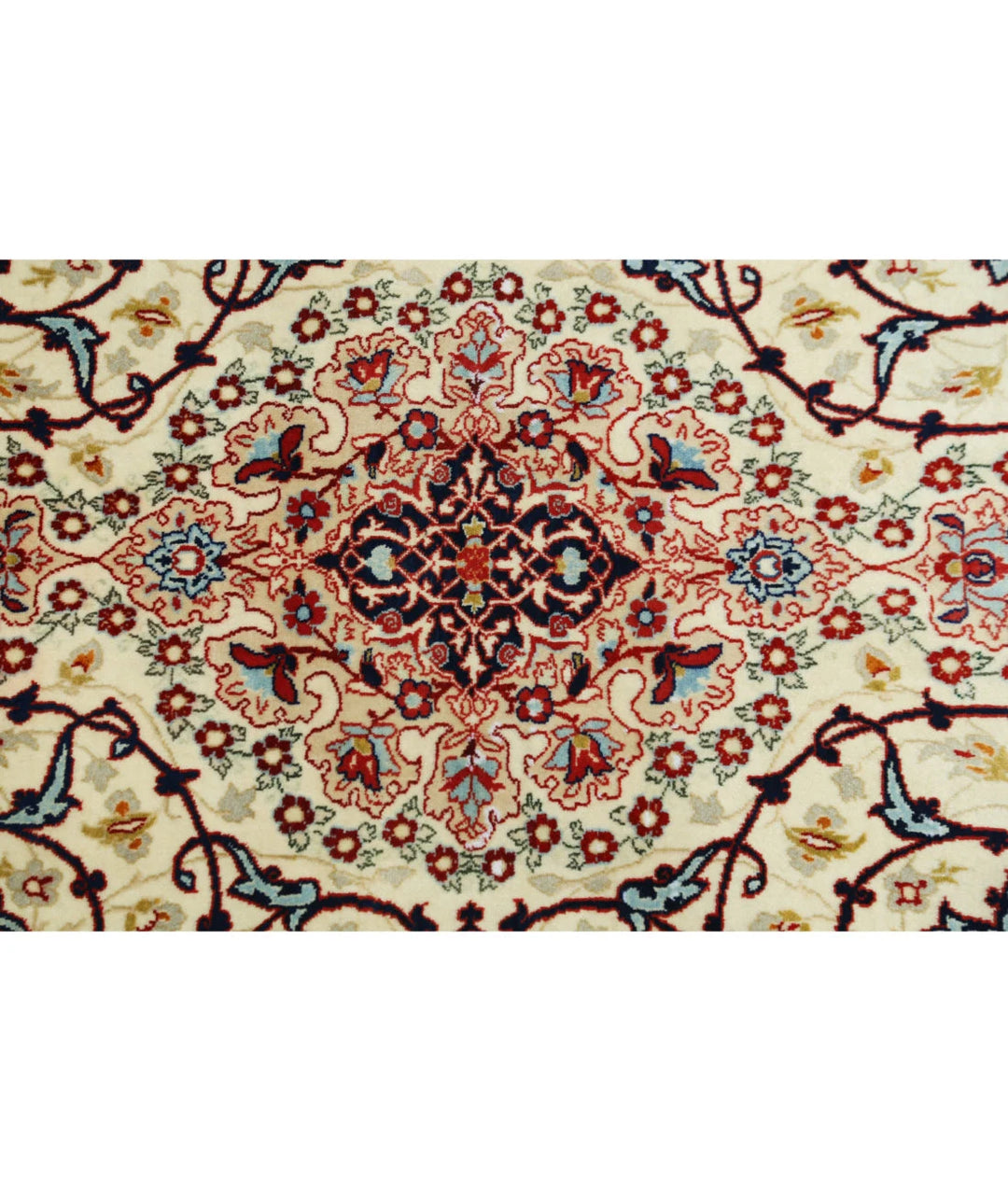 Ivory Persian Isfahan Rug 3' 7" x 5' 3" Hand-Knotted | No. AT86590