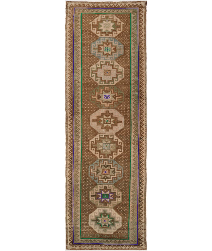 Turkish Kars Vintage Rug 3' 6" x 12' 2" Hand-Knotted | No. AT86597