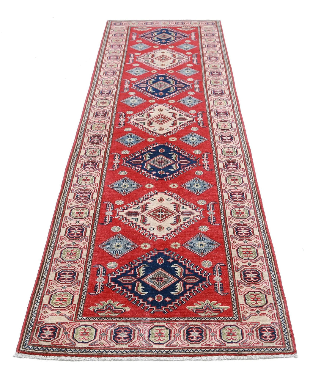 Afghan Kazak Rug 2' 9" x 9' 11" Hand-Knotted | No. AT86606