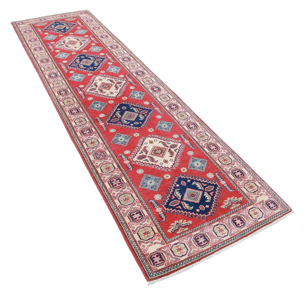 Afghan Kazak Rug 2' 9" x 9' 11" Hand-Knotted | No. AT86606