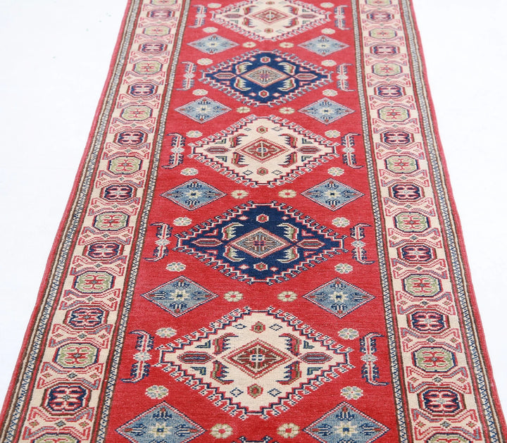 Afghan Kazak Rug 2' 9" x 9' 11" Hand-Knotted | No. AT86606