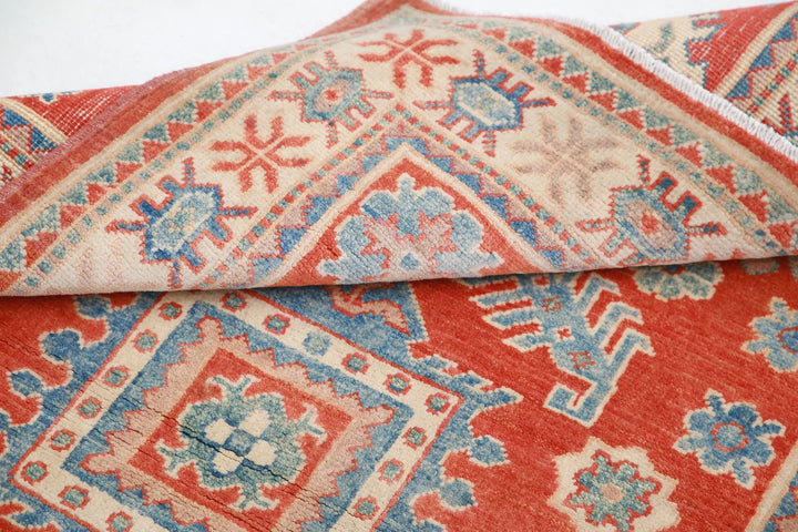 Afghan Tribal Kazak Rug 3' 3" x 4' 10" Hand-Knotted | No. AT86684
