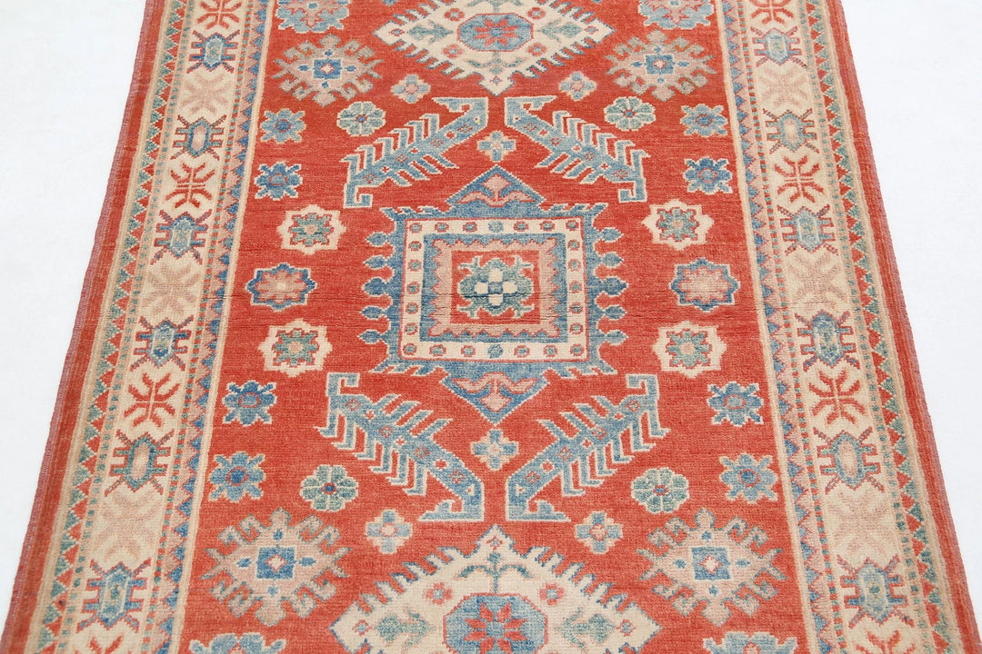 Afghan Tribal Kazak Rug 3' 3" x 4' 10" Hand-Knotted | No. AT86684