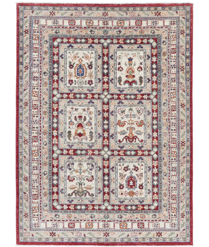 Afghan Bakhtiari Rug 4' 6" x 6' 4" Hand-Knotted | No. AT86707