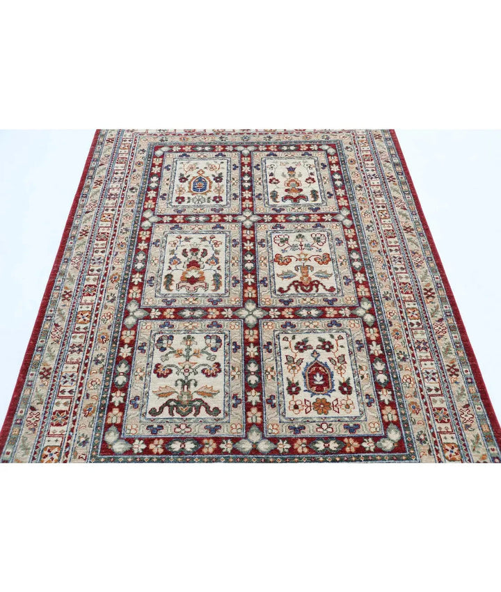 Afghan Bakhtiari Rug 4' 6" x 6' 4" Hand-Knotted | No. AT86707