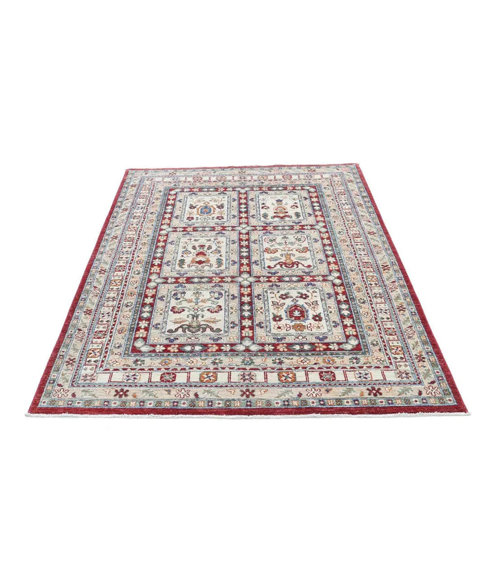 Afghan Bakhtiari Rug 4' 6" x 6' 4" Hand-Knotted | No. AT86707