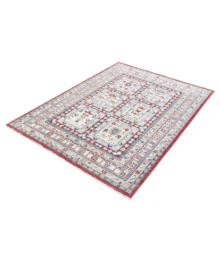 Afghan Bakhtiari Rug 4' 6" x 6' 4" Hand-Knotted | No. AT86707