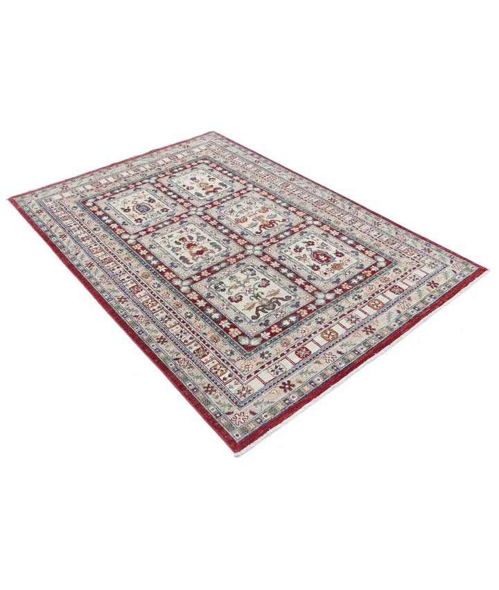 Afghan Bakhtiari Rug 4' 6" x 6' 4" Hand-Knotted | No. AT86707